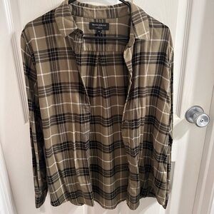 Banana Republic Green and Black Plaid Shirt